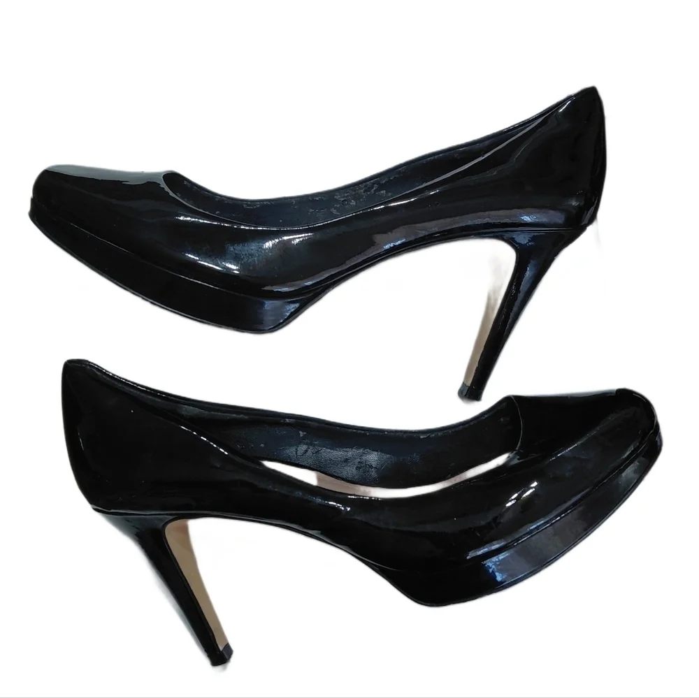 Vince Camuto Black Patent Leather Platform Pumps Women's Size 9 High Heels